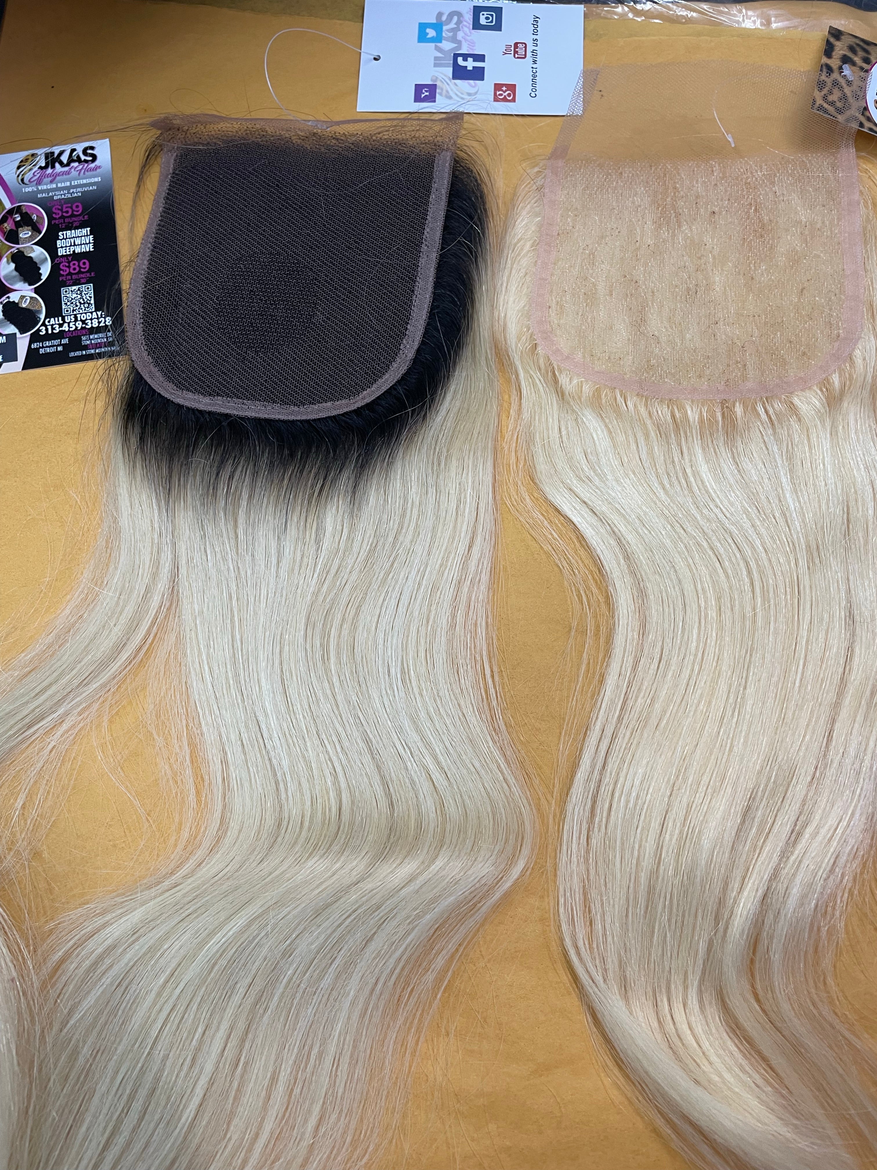 …ヘレナ１頭 Ombre 1B/Platinum Blonde Lace Closure |Straight |Body-Wave